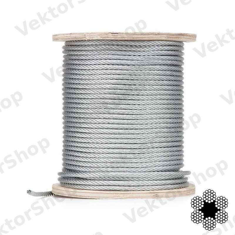 Трос оцинкованный 8мм DIN 3060 (6x19) бухта кратно 100м APRO — фото 6