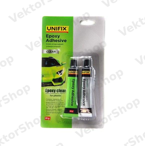 Клей епоксидний двухкомпонентний для пластика тюбик (прозрачний) 20г UNIFIX