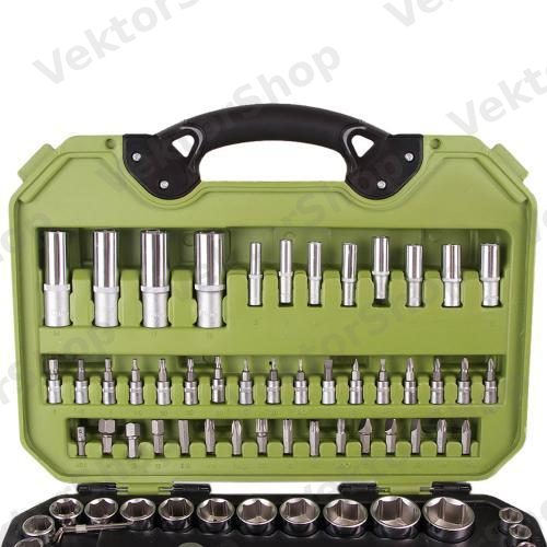 Универсальный набор инструмента 1/4" & 1/2", 94 предм. (6 гран.) Трещотки 72 зуба.(TS-94) Alloid — фото 8