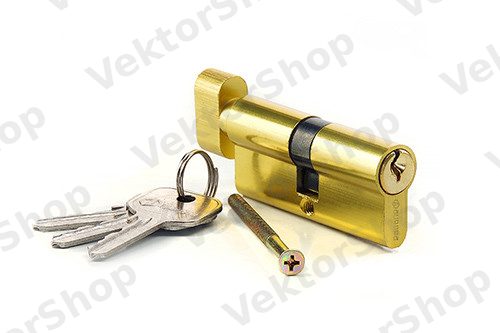 Цилиндр алюминиевый 70мм 35/35 ключ/вороток, английский ключ, цвет PB-золото — фото 2