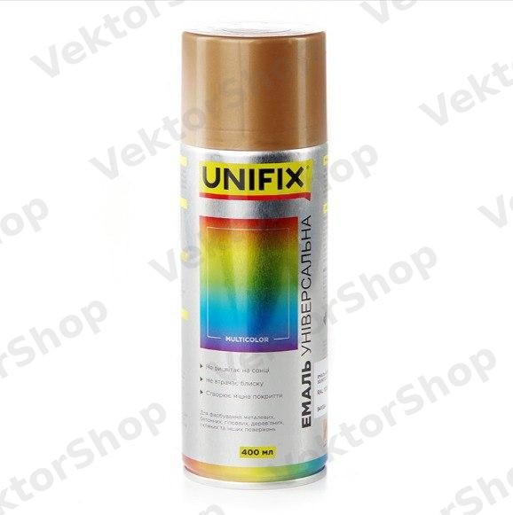 Емаль акрилова універсальна RAL 1036 Золото гл., 400мл UNIFIX — фото 2