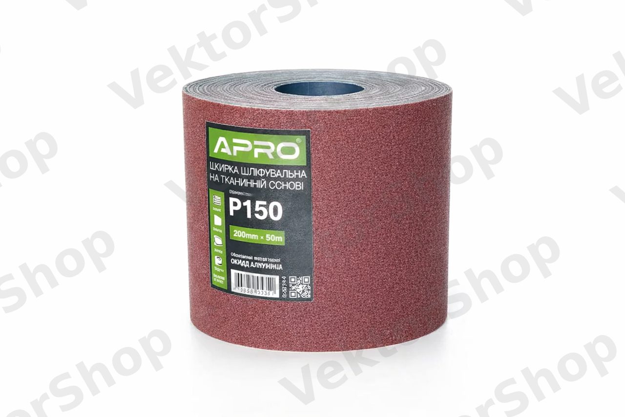 Бумага шлифовальная P150 рулон 200мм*50м (тканевая основа) APRO — фото 3