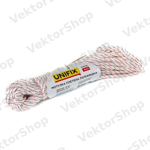 Веревка полиамидная плетеная (капроновая) ФАЛ 6мм 25м UNIFIX — фото 2