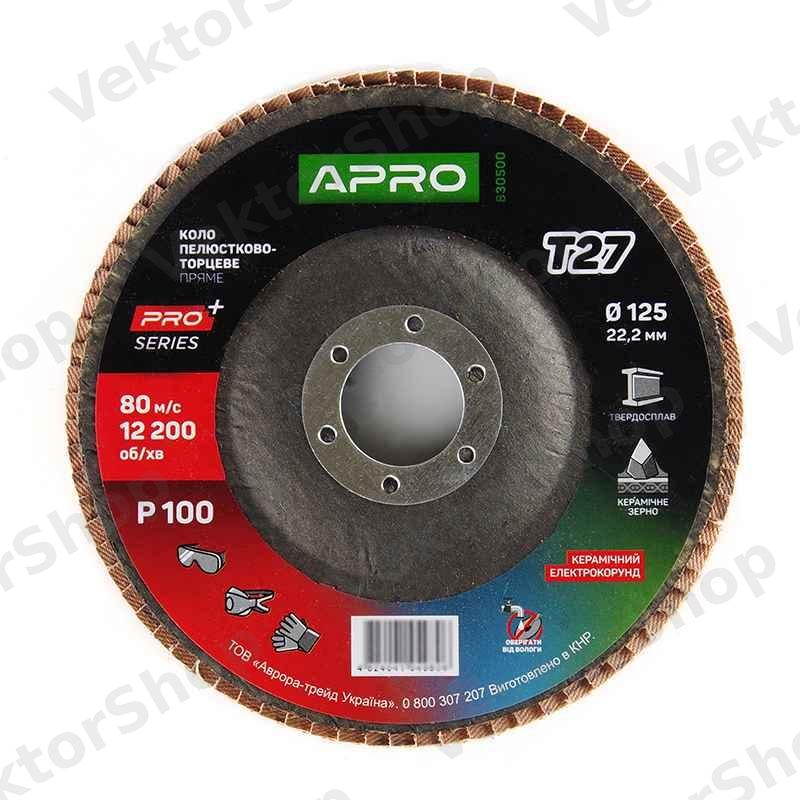 Круг лепестково-торцевой керамический Р100 прямой 125х22.2мм (Т27) (КЛТ) APRO PRO — фото 3