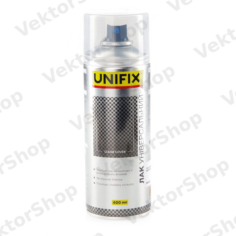 Лак акриловый универсальный Прозрачный гл. 400мл UNIFIX — фото 2