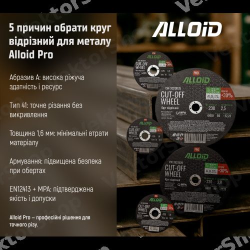 Pro. Круг відрізний по металу 41 14А 125 1,6 22,23мм Alloid — фото 7