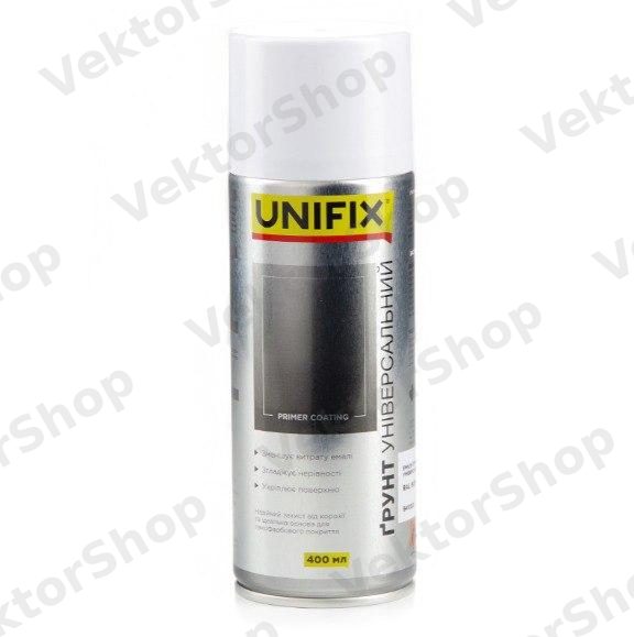 Емаль акрилова ґрунтувальна універсальна RAL 9010 Білий 400мл UNIFIX — фото 2