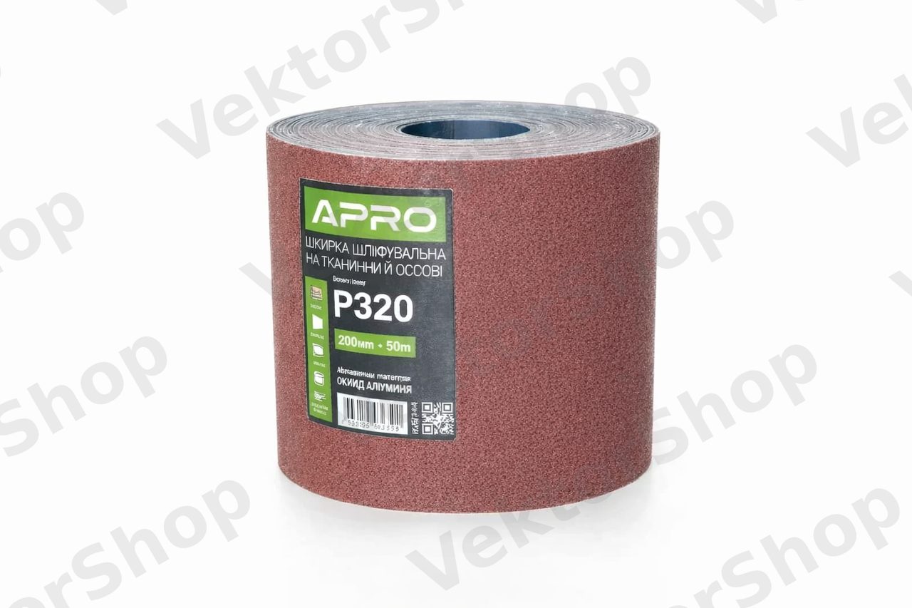 Бумага шлифовальная P320 рулон 200мм*50м (тканевая основа) APRO — фото 3
