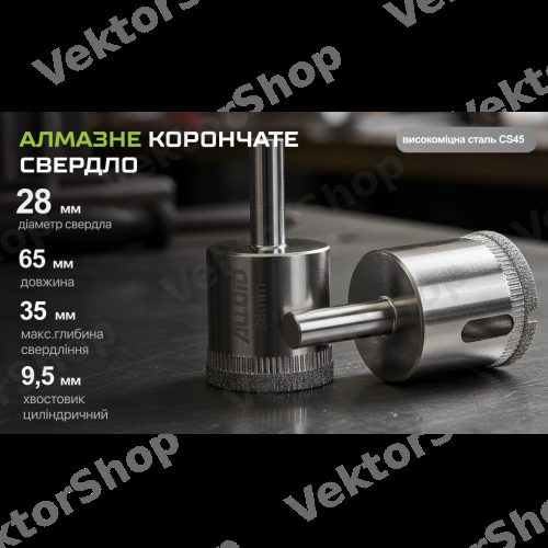 Сверло корончатое алмазное по стеклу и керамике 28мм Alloid Base — фото 4
