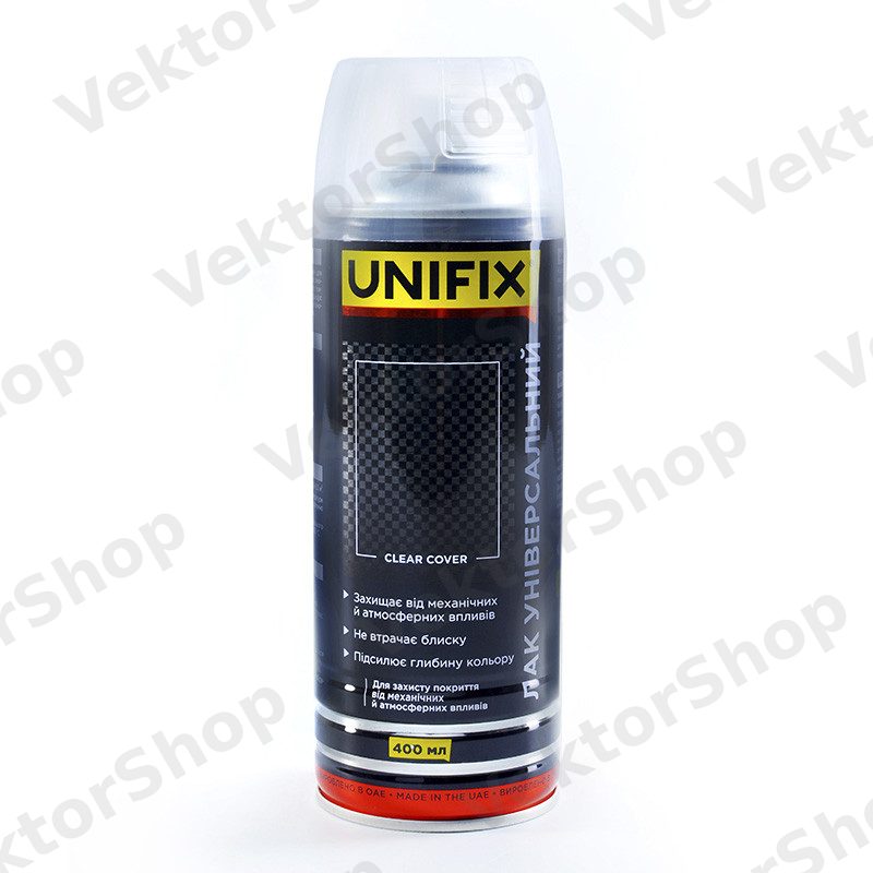 Лак универсальный прозрачный акриловый мат премиум 400мл UNIFIX — фото 1