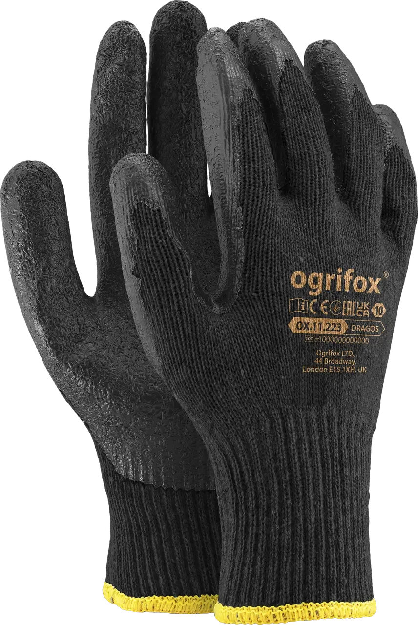 Рукавички "Піна ХБ чорно-чорна Ogrifox" р.10 (12 шт) Reis